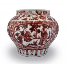 1386 A Yuan under-glaze red jar with figures of the "Eight Immortals"